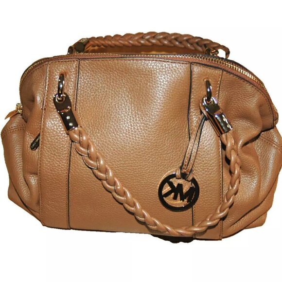 Michael Kors MK Soft Leather Handbag Medium Large Tote Zippered Purse EUC - Picture 1 of 12